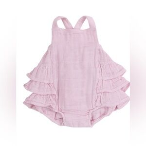 Angel Dear Ruffle Sunsuit - ballet solid muslin